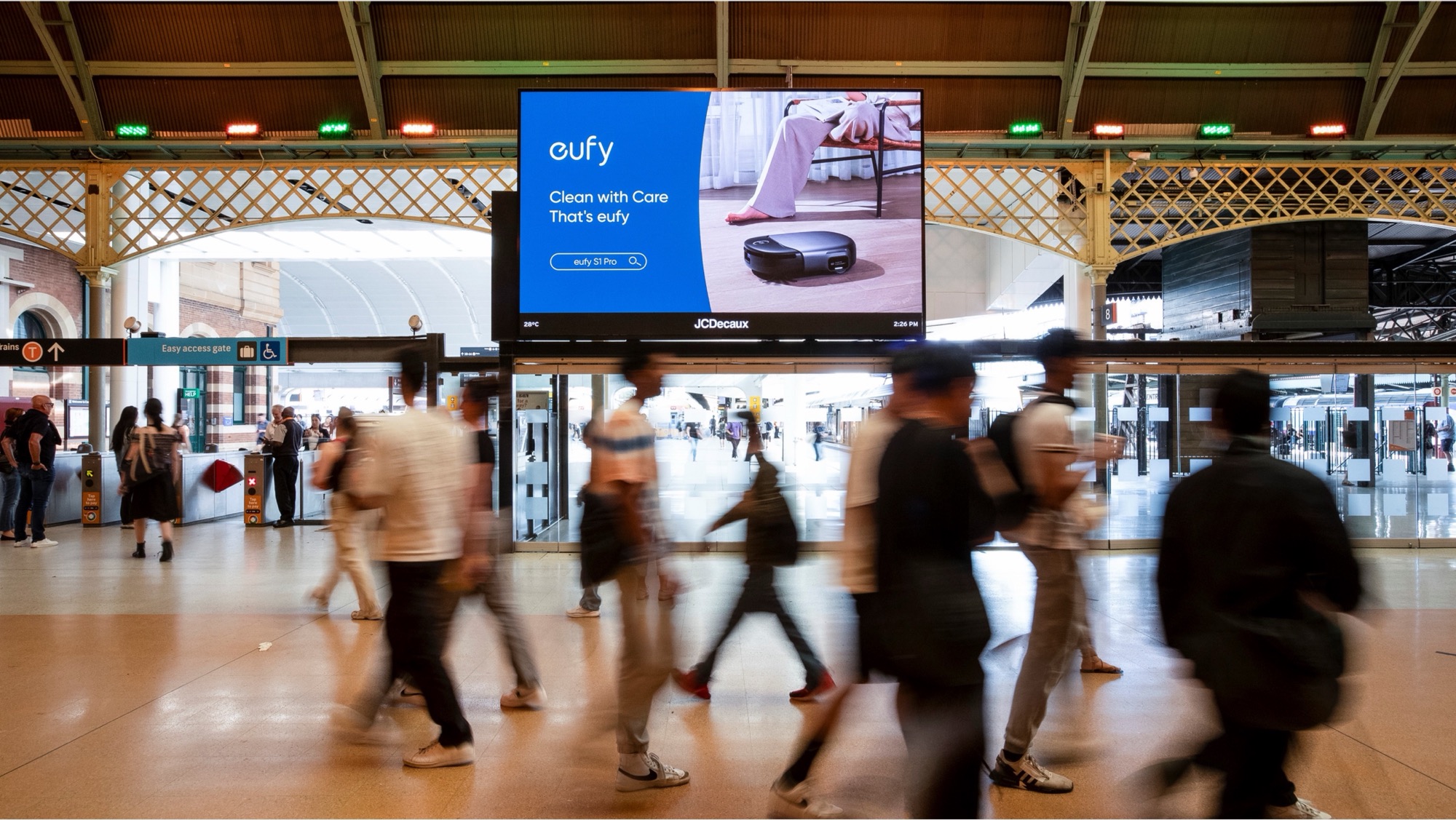 eufy digital screen at Southern Cross Station concourse