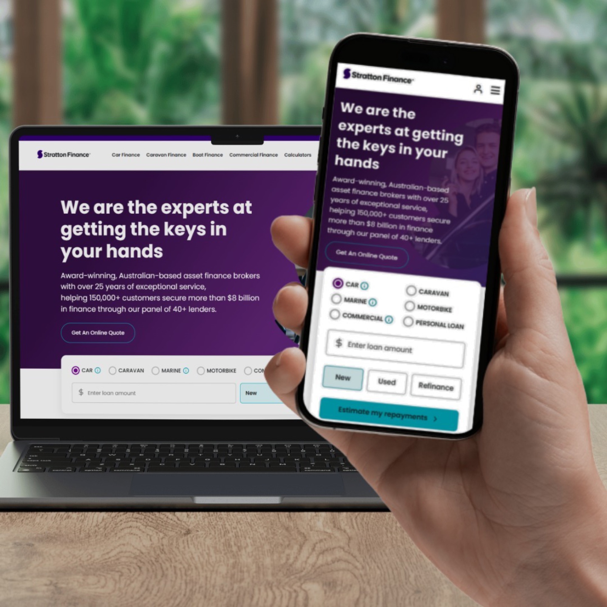 Stratton Finance website shown on laptop and phone